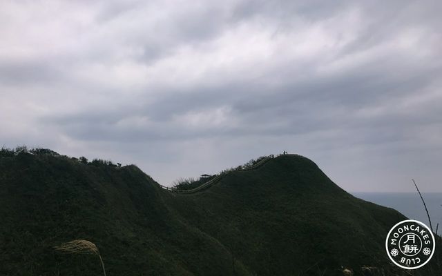A hill with a path on its ridge, overlooking the sea